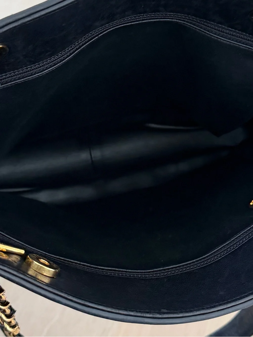 CHANEL Black Quilted Canvas Tote with Gold Chain-Strap